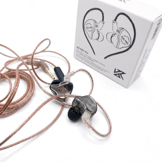 Original KZ EDC Pro dynamic driver in-ear monitors with 3.5mm audio cable and retail packaging box available in Sri Lanka