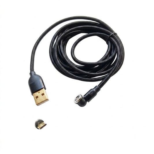 Micro usb magnetic charging braided
cable for Android phones on white background