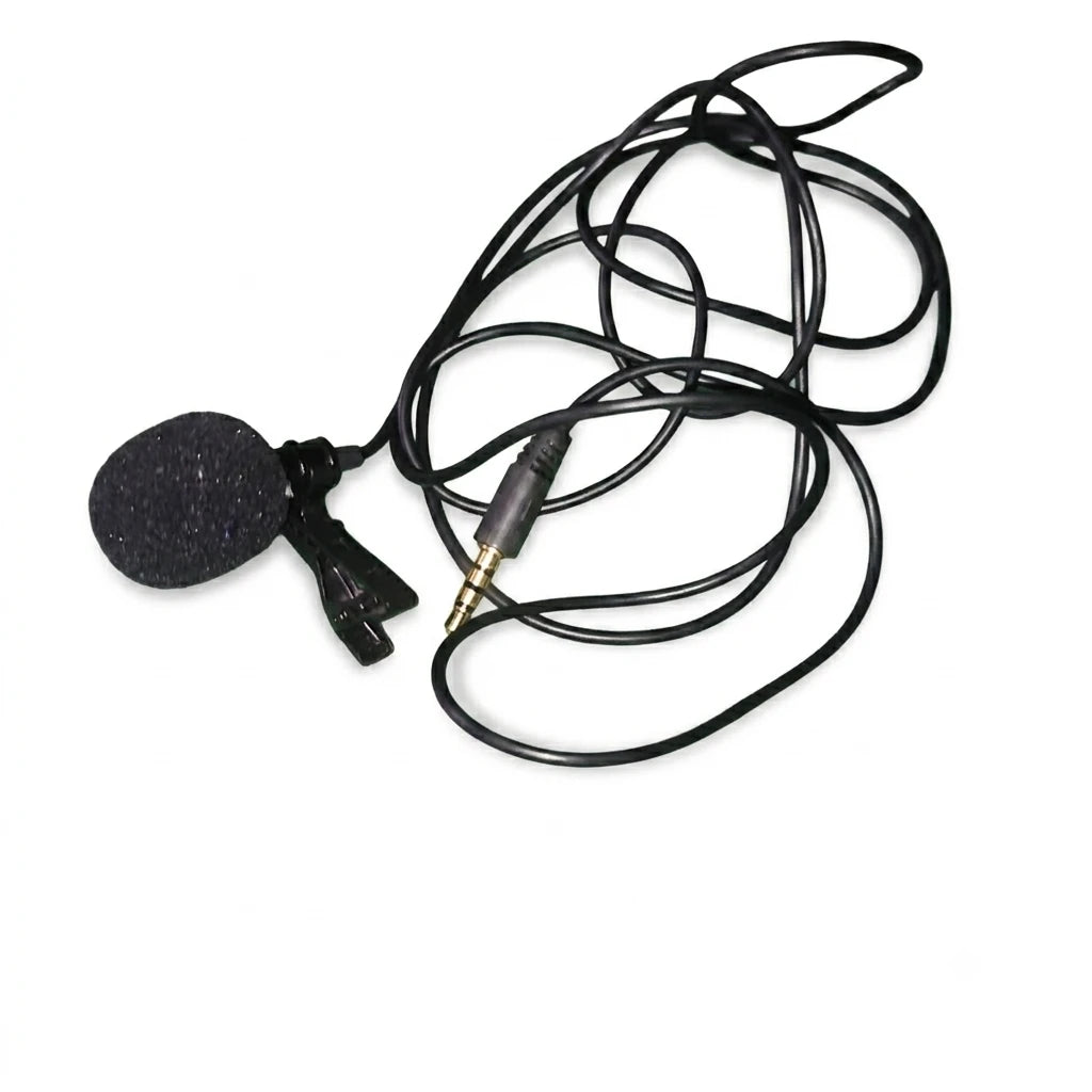 3.5mm clip-on lavalier lapel microphone with audio jack for clear sound recording
