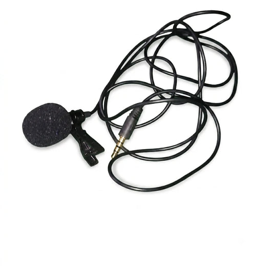 3.5mm clip-on lavalier lapel microphone with audio jack for clear sound recording