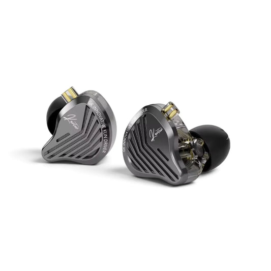 GK Kunten HiFi dynamic driver earbud pair with metal faceplate and 0.78mm 2-pin connectors