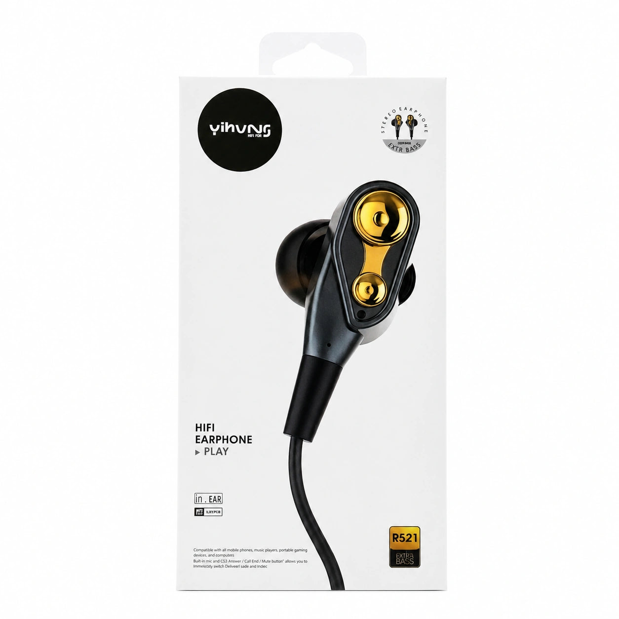 HiFi Play dual dynamic driver extra bass in-ear earphones retail box in Sri Lanka
