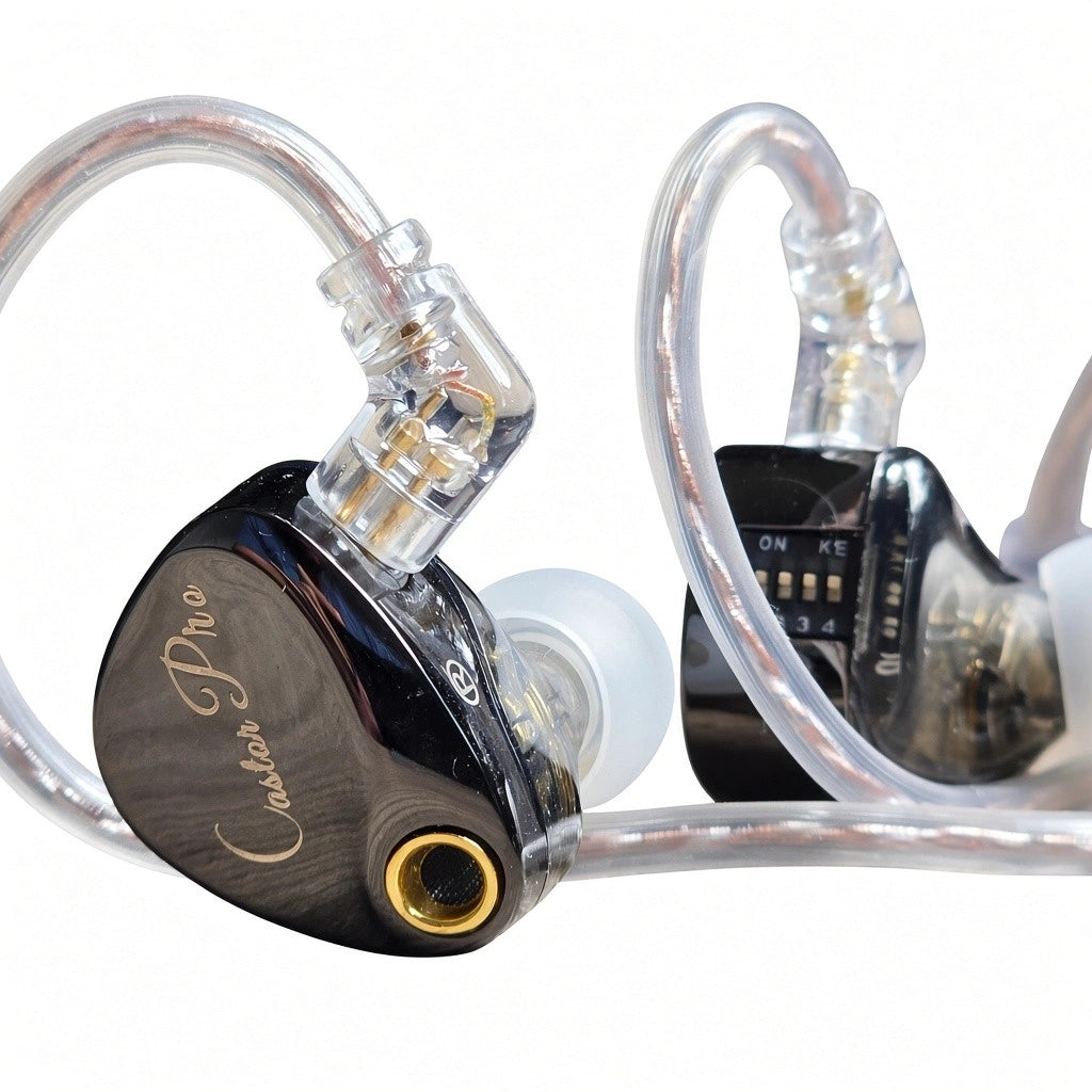 KZ Castor Pro Improved Bass Harman Target Dual Dynamic Driver IEM Earphones with tuning switches available in Sri Lanka.