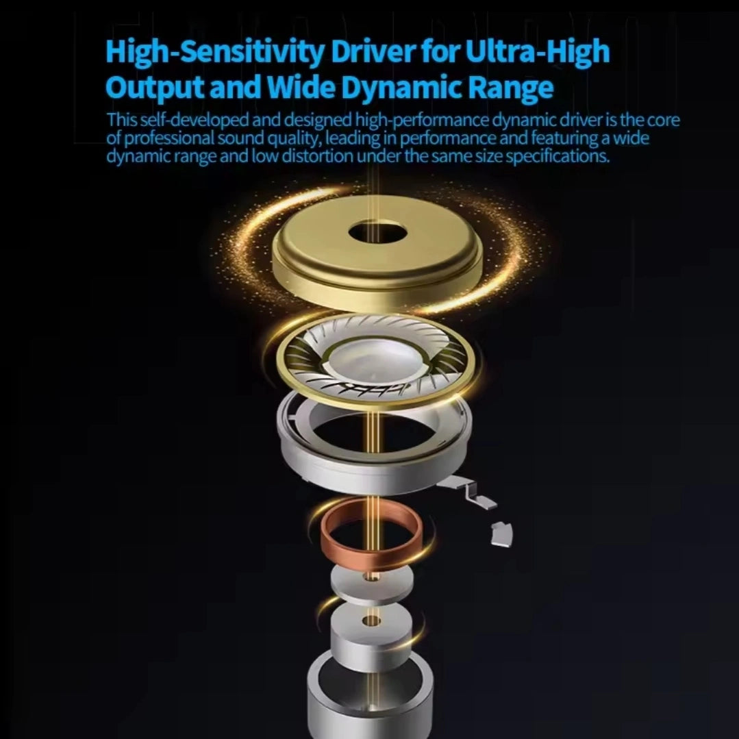 KZ EDC Pro dynamic driver exploded view chart showing ultra high output wide dynamic range and heavy bass sound architecture
