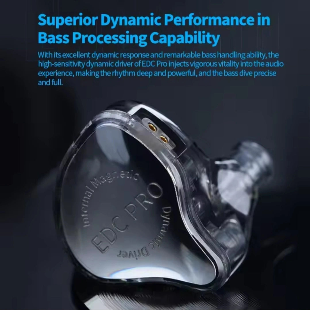 KZ EDC Pro heavy bass dynamic driver earphone shell showing 2-pin connector and internal magnetic architecture in Sri Lanka
