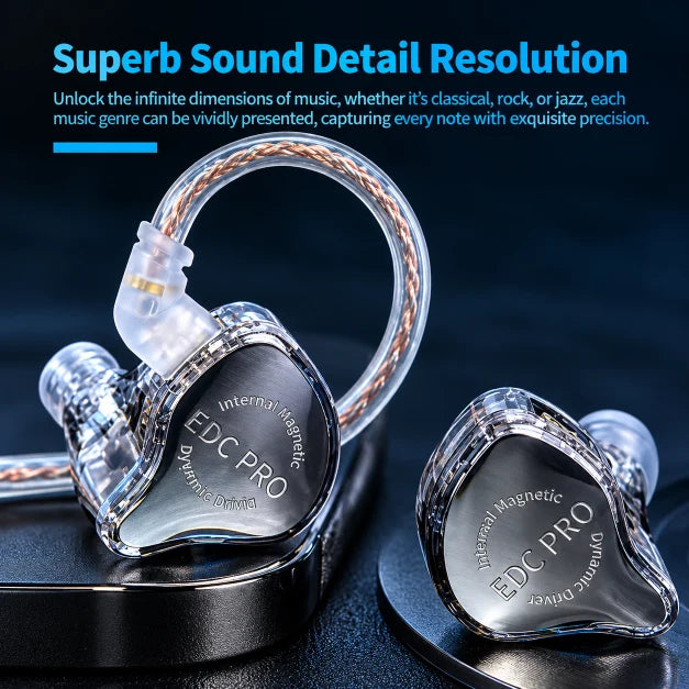 KZ EDC Pro HiFi in-ear monitor earphones with metal faceplate.