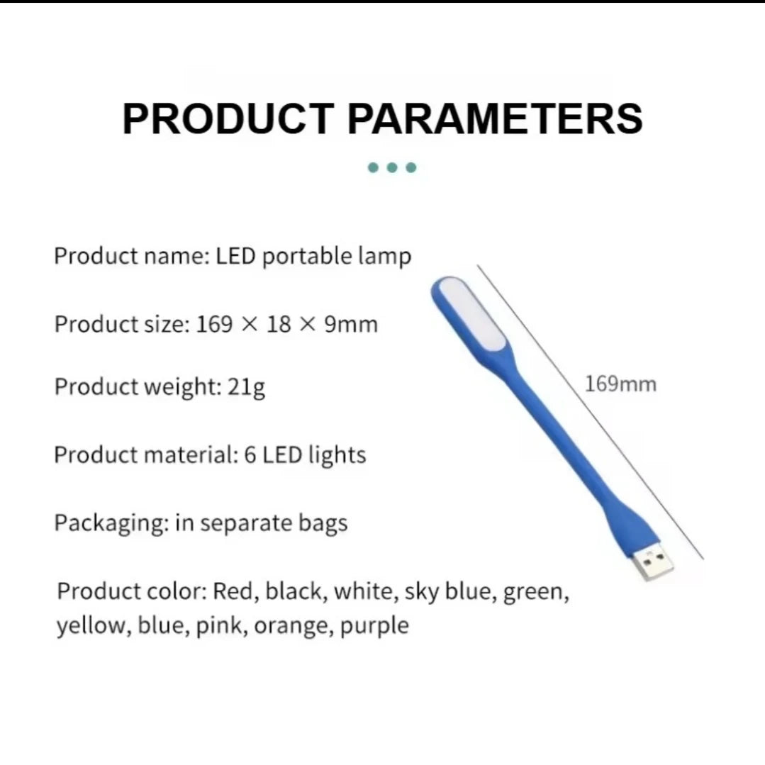 Product dimensions and specifications for 169mm 6 LED portable silicone USB light in Sri Lanka