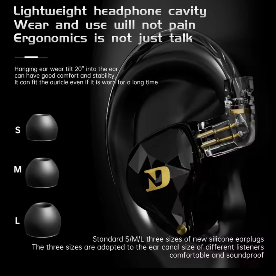 ND Audio NX2 ergonomic over-ear fit design with S, M, L silicone ear tips