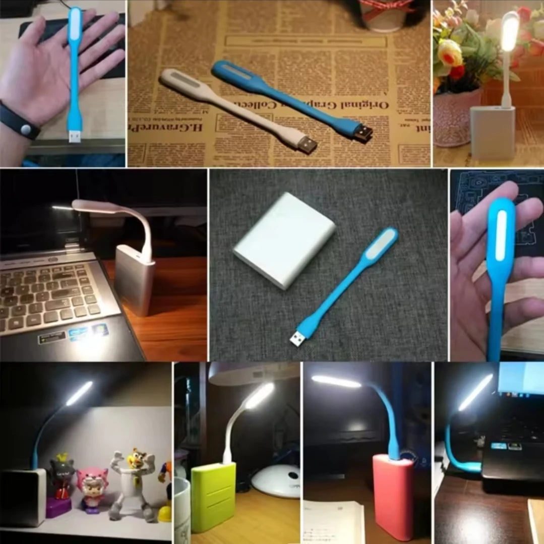 Flexible mini USB LED night lamp connected to power banks in various colors for study and travel in Sri Lanka